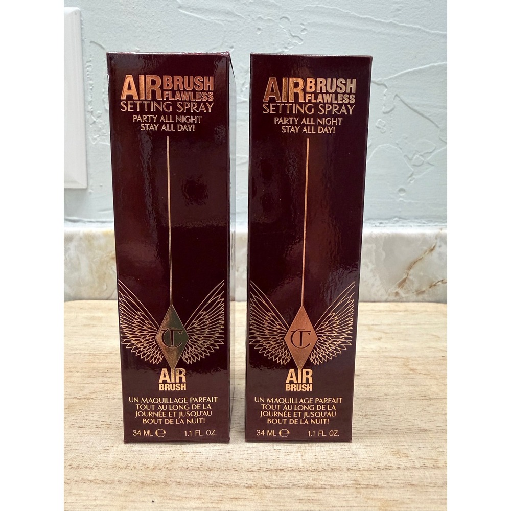 Charlotte Tilbury Airbrush Flawless Setting Spray 1.1oz Travel Size Set of 2 NEW